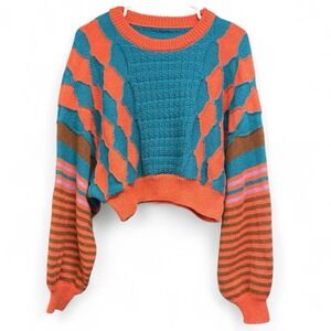 Cider Crop Long Sleeve Sweater, Multi-Color, Women's Small